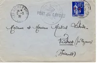 FM PAIX 65C LETTRE LES SALINS D'HYERES 2.2.1939 + GRIFFE FORT DU GAPEAU