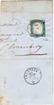 SARDE 20C BLEU LAITEUX MOITIE DE LETTRE ST GENIS 1857 SIGNE CALVES