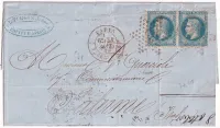 N°29 PAIRE PARIS RARE ETOILE ROUGE 25 R SERPENTE POUR PALERME ITALIE ITALIA
