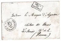 PARIS CACHET TAXE 30C R ST DOMque GR CAILLOUX POUR LES ORMES VIENNE 1866