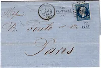 N° 14 PC 4215 TYPE 15 FAVERGES 1 JANV 1861 LETTRE