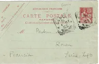 ENTIER 10C MOUCHON RETOUCHE CP REPONSE GENOVA FERROVIA 1904 POUR ROUEN