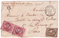 N°47 + 32 PAIRE GC 252 AUXY LE CHATEAU PAS DE CALAIS DEVANT DE LETTRE CHARGE POUR PARIS