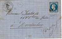 LAURE 20C LETTRE GC 4143 TYPE 22VERFEIL  S SEYE 23 JUIN 1869 (85) VENDEE COTE 240€