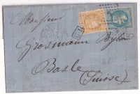 N°29 43A CAD GARE AMBOISE INDRE ET LOIRE POUR BALE SUISSE ETIQUETTE PUB AU DOS