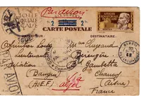 ENTIER AEF CP 2FR BANGUI OUBANGUI + VERSO FRANCE LIBRE + AVION VIA ALGER RARE