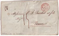 ACHEMINEUR CABUEIL D'HUVILLE DE GOREE SENEGAL ENTREE OUTREMER LORIENT 1839 MORBIHAN POUR ROUEN SEINE INFERIEURE