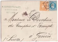N°29 + 43A MIXTE GC 532 BORDEAUX POUR GENEVE SUISSE