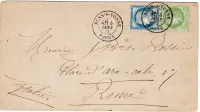N°53+60 LETTRE TYPE 18 SENS S YONNE 4 JANV 1877 POUR ROME ITALIE