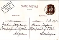 ENTIER 80C PETAIN CP ALGER 1942 + SURCHARGE LOCALE COMPLEMENT DE TAXE PERCU