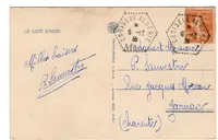 SEMEUSE 25C BISTRE CARTE GOLFE JUAN CACHET PERLE CROISEUR ALGERIE 6.12.35
