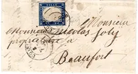SARDE 20C LETTRE UGINE 8. JAN 1860 POUR BEAUFORT SAVOIE + CERTIFICAT