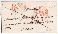 MARQUE P60P ST DENIS SEINE EN ROUGE + CAD TYPE 12 EN ROUGE 1831 POUR PARIS