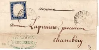 SARDE 20C BONNEVILLE 1858 LETTRE POUR CHAMBERY SAVOIE