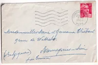N°887 SEUL SUR LETTRE TARIF FRONTALIER TOURCOING POUR LA BELGIQUE 1954 GANDON