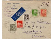 ALGERIE BLASON MARIANNE ALGER LETTRE FM AVION DAGUIN UN SEUL BUT LA VICTOIRE SIDI BEL ABBES