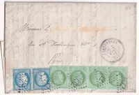 N°60 PAIRE + 53 BANDE DE 4 GC 6032 CAD TYPE 24 BARBENTANE BOUCHES DU RHONE POUR PARIS