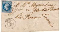 N° 14 PC 4217 TYPE 15 GRESY 29 DEC 1861 LETTRE POUR SAVOIE