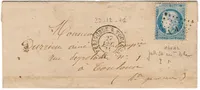 N° 60 VARIETE GRANDE CASSURE N°146A LETTRE AMBULANT PERIGUEUX A TOULOUSE 1871  RARE
