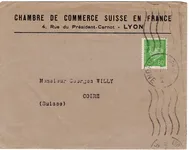PETAIN 80C VERT SEUL LETTRE MEC LYON 1942 POUR SUISSE TARIF IMPRIME