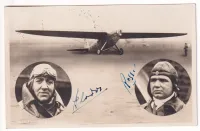 CARTE POSTALE EFFIGIES DE COSTES ET ROSSI OBLI ISTRES BOUCHES DU RHONE AVEC SIGNATURE AUTOGRAPHE PRAIA CAPO VERDE