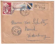 N°953 970 974 RECOMMANDE 1954 BORDEAUX POUR REMICH LUXEMBOURG