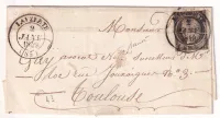 N°3 CAD TYPE 14 DU 2 JANVIER 1849 LAUZERTE TARN ET GARONNE POUR TOULOUSE SIGNE BAUDOT RARE
