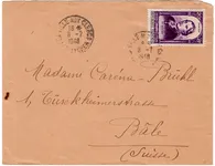 N° 802 20FR MR AFRE SEUL LETTRE LA VILLE AUX CLERCS 8.7.1948 POUR SUISSE AU TARIF