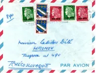 CFA CHEFFER 30CX2+40CX2+10C TROYES X2 LETTRE AVION ST DENIS 1969 REUNION POUR TCHECOSLOVAQUIE