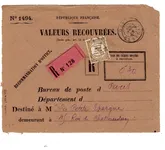 TAXE RECOUVREMENTS 30C PREO SEUL DEVANT VALEURS RECOUVREES DAKAR SENEGAL 1925