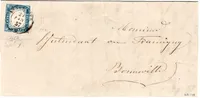 SARDE 20C BLEU LAITEUX LETTRE ANNEMASSE 29 JAN 1857 POUR BONNEVILLE