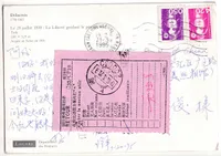 N°2619 2770 MARIANNE DE BRIAT PARIS 1995 POUR LA CHINE ETIQUETTE ROSE DE RETOUR