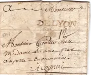 RHONE GRANDE MARQUE DE LYON 1746 LETTRE POUR COGNAC PAS COTE