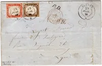 SARDE 40C+10C  CLUSES 29 JUIL 1858 LETTRE POUR LYON