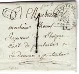 DOUBS FLEURON PONTARLIER 1834 LETTRE POUR PONTARLIER TAXE 1 TAMPON + CL
