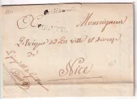 CURSIVE SARDE GUILLAUMES ALPES MARITIMES + MARQUE POGETTO PUGET THENIERS 1845 POUR NICE