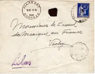 PAIX 90C F LETTRE ALLASSAC CORREZE 6.9.1940 POUR VICHY REFUGIEE ESPAGNOL