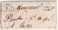 DOUBLE CURSIVE 77 CRAMAUX ALBY TARN 1830 POUR CASTRES INDICE 20 ALBI CARMAUX