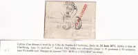 PRISON PONTON LA VILLE DE NANTES EN RADE DE CHERBOURG AVEC GRIFFE DE CENSURE BON A EXPEDIER EN ROUGE SEULE PIECE VU 24 JUIN 1871 POUR PARIS COMMUNE DE PARIS