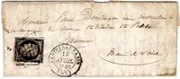 N° 3 EFFLEURE GRILLE TYPE 14 CASTELSARRAZIN 12 AVRIL 1849 (85) LETTRE