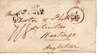 PAS DE CALAIS MARQUE P 61 P BOULOGNE SUR MER + DATEUR 1830 LETTRE COVER ENGLAND HASTING