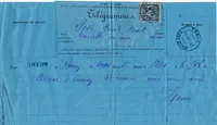 SAGE 15C SEUL TELEGRAMME DREUX 1886 EURE ET LOIR + CACHET TELEGRAPHIQUE BLEU + GRIFFE