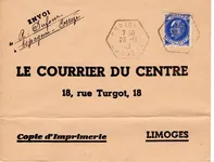 PETAIN 40C BLEU N° 507 SEUL LETTRE CACHET HEX ESPAGNAC 23.11.42 CORREZE