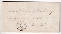 COMMUNE DE PARIS CACHET DE ROUTE 1 DU 12 MAI 1871 POUR CITOYEN DELECLUZE DELEGUE GUERRE DE LA COMMUNE AU DOS CONTRESEING