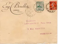 SEMEUSE 10C + CHAMBRE DE COMMERCE AMIENS 1909 LETTRE