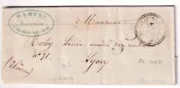 CAD TYPE 22 SOLIGNAC SUR LOIRE HAUTE LOIRE RARE PERIODE PC POUR LYON RHONE 1859