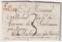 MARQUE 56 DECISE EN ROUGE DECIZE NIEVRE NON SIGNALEE EN ROUGE PAR POTHION 1806 POUR LA CHARBONNIERE