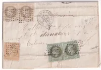N°59 25 PAIRE + 27 PAIRE PC DU GC 4074 VALENCE D'ALBIGEOIS TARN POUR TOULOUSE INDICE 17 DU 9 JANVIER 1872