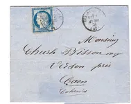 CERES 25C LETTRE TYPE 16 CERISY LA FORET AVIL 1876 (48) LETTRE MANCHE