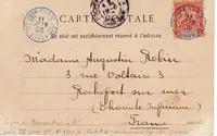 SENEGAL 10C GROUPE CARTE DAKAR LA POSTE CACHET BLEU CORR D'ARM 11 JUIN 1905 LIG PAQ FR N°2